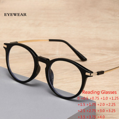 Men Women Round Blue Light Blocking Reading Glasses Retro Presbyopic Readers New