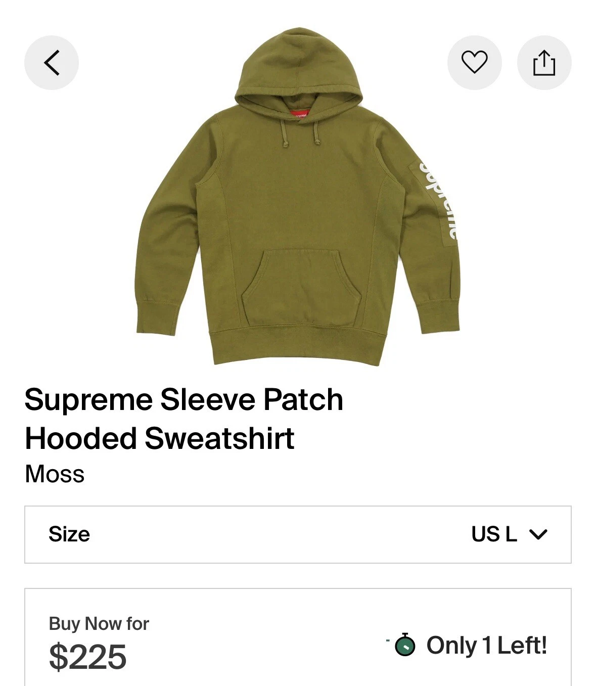 Sweat à capuche patch manches suprême mousse militaire vert SS24 drapeau rouge sweat à capuche