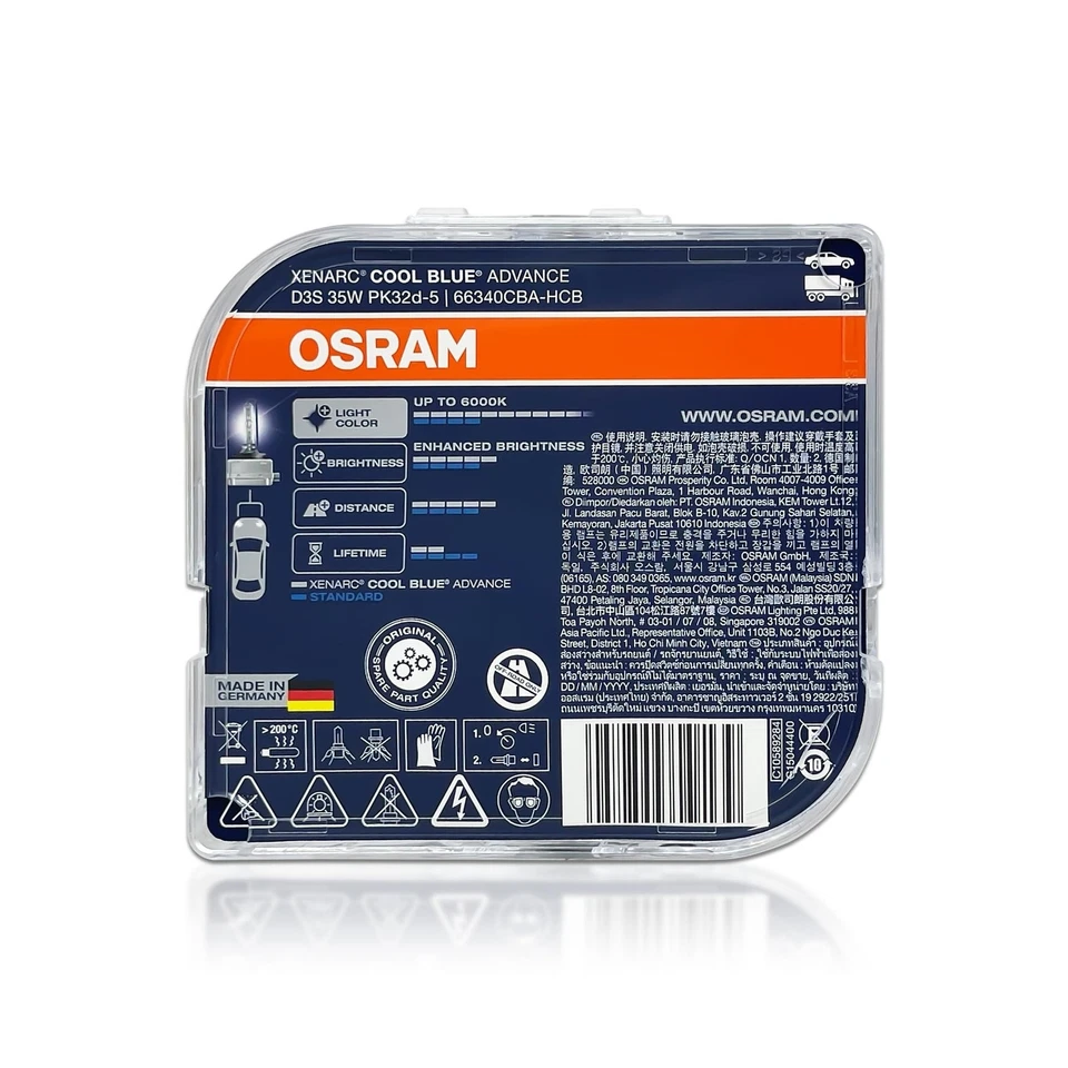 OSRAM D3S 6000K Cool Blue Advance Xenarc 35W 66340CBA Germany HID Xenon Bulbs... - Image 2 of 4