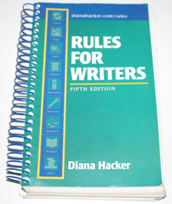 Rules for Writers 5th Edition by Diana Hacker, College English Spiral Bound