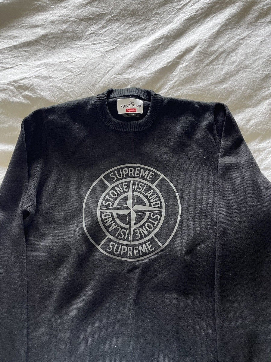 Supreme Stone Island Reflective Compass Knit Sweater Medium Supreme Stone Island Reflective Compass Knit Sweater Medium
