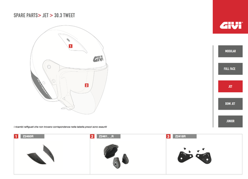 Z2418R GIVI RICAMBIO MECCANISMO VISIERA COMPLETO per CASCO JET 30.3 TWEET  GENEVE | eBay