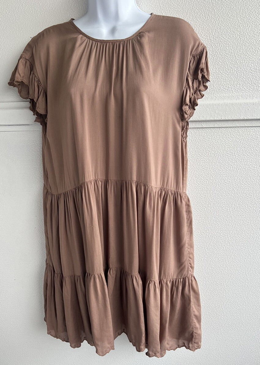 Aritzia Wilfred Sidonie Tiered Baby Doll Dress Gold C… Gem