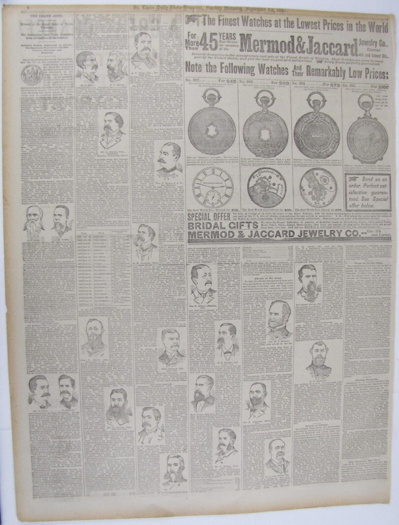 Vintage 1887 GAR GRAND ARMY Civil War Veterans Reunion Newspaper