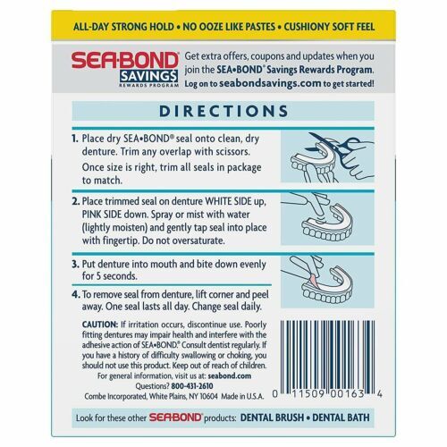 Adhesivo para dentaduras Sea Bond sellos inferiores acolchado suave sensación sin zinc paquete de 2 15 quilates - Imagen 3 de 5