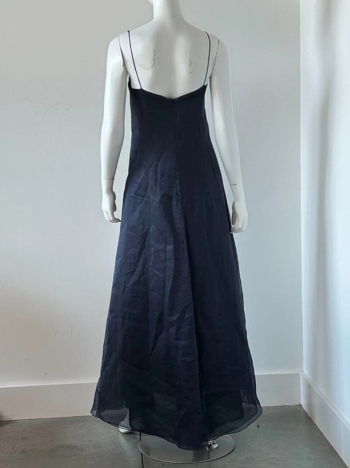 Vestido Ralph Lauren de seda línea A sin mangas azul marino talla 6 Foto 2 de 4