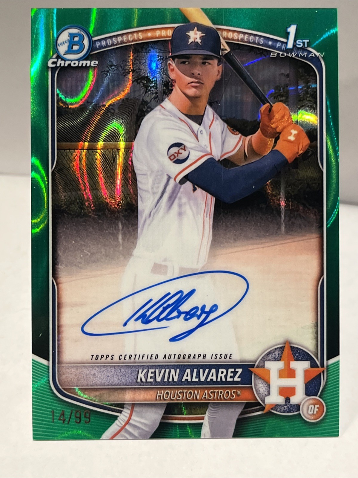 2025 Bowman Chrome Kevin Alvarez 1st Bowman Auto Green Lava /99 Astros
