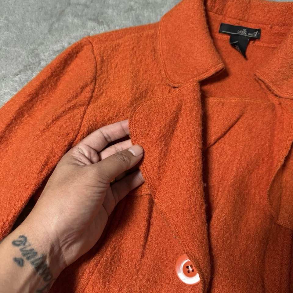 De Colección Y2K Willi Smith Chaqueta Mujer M Lana Cárdigan Suéter Chaqueta Cinturón Foto 3 de 4