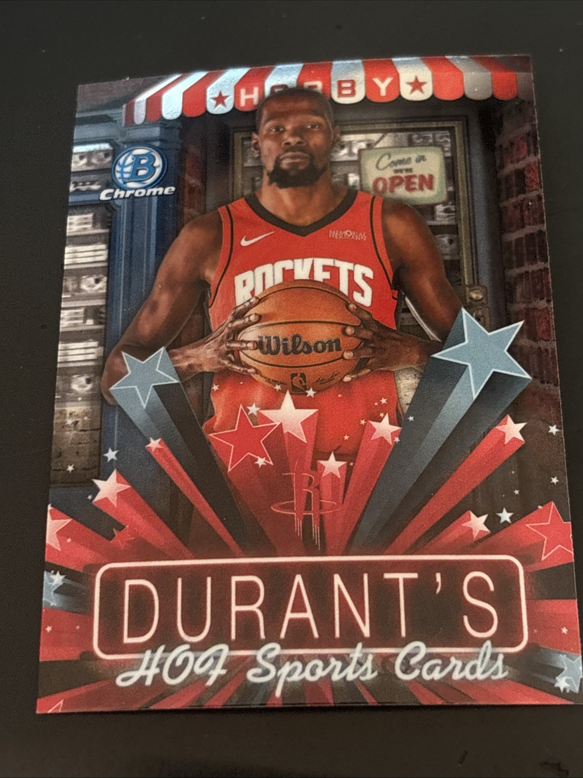 Kevin Durant 2025 Bowman Chrome Hobby Stars HS-12 Houston Rockets Insert Topps