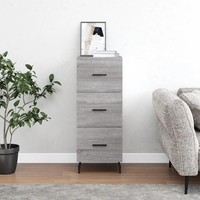 Sideboard Schmal Sonoma Eiche Grau 34,5X34X90 Cm Holzwerkstoff