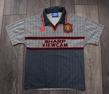 SIZE BOYS LARGE MANCHESTER UNITED 1995 1996 AWAY FOOTBALL UMBRO SHIRT JERSEY VTG