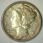 Double Date 1936 Mercury Silver Dime Almost Uncirculated 10 Cents ERROR Coin