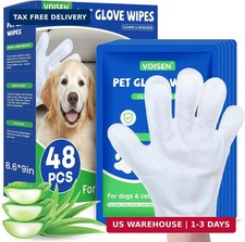 VOISEN 48 Pcs Pet Glove Wipes for Dogs, Pet Cleaning Gloves  Cleaning  Deodori