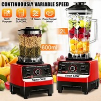 2L+600ML Commercial Food Blender Juicer Mixer Crusher Processor Grinder 4500W