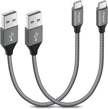 etguuds USB to C Cable 1ft, 2-Pack Short A Type C Gray