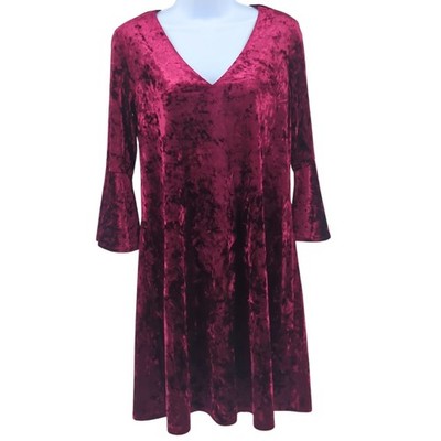 Eliza J Dress Womens 8 Red Crushed Velvet Whimsigoth Fairy Wine Gothic Holiday