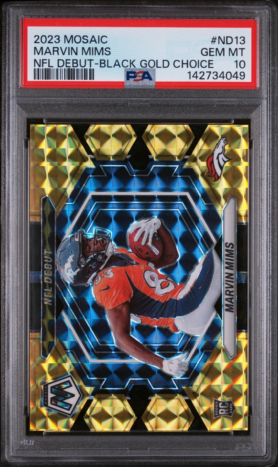 Marvin Mims Panini Mosaic NFL Debut #ND13 Black Gold Choice