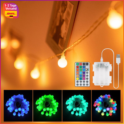 LED Lichterkette 40 Bunt 6m mit Fernbedienung Timer für Innen Außen Weihnachten