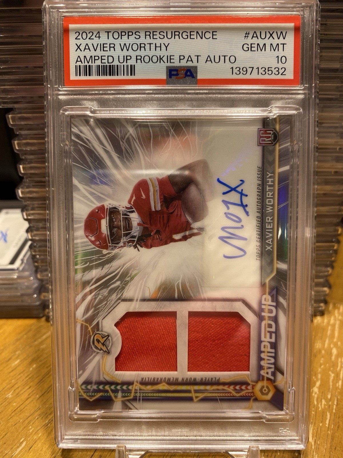 Xavier Worthy Topps Resurgence Amped Up Rookie Patch Autographs #AUXW Base