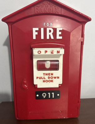 Randix Fire House Box Wall Mount Telephone Push Button Vintage - partially works
