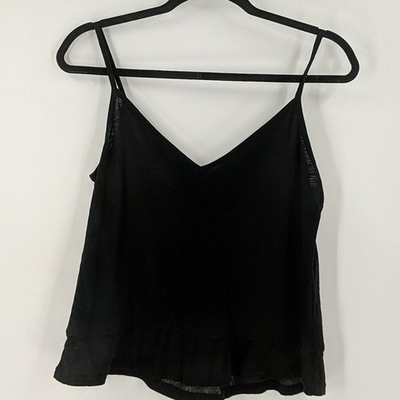 #ad NWOT TEN SIXTY SHERMAN Tank Womens Small Sm S Black Flowy Spaghetti Strap Top $20.00