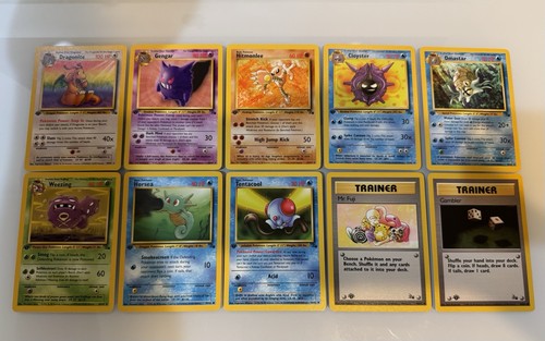 1st Edition Fossil Set Pokémon Card Lot Rare Non Holo Near MINT Dragonite Gengar - Picture 2 of 18