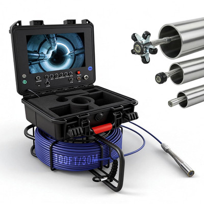 Sewer Camera with 512Hz Transmitter Self-Leveling Borescopes Plumbing 9'' HD Colo
