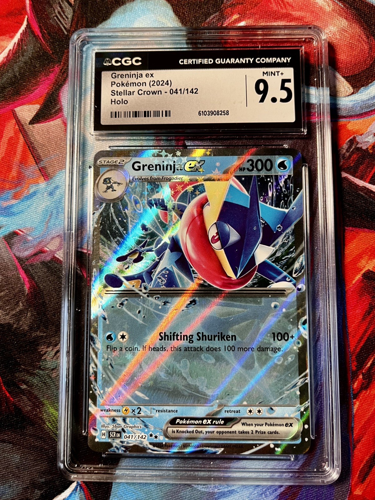 Pokemon Greninja EX Holo #41/142 Stellar Crown 2024 CGC 9.5 Mint+ Slab