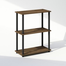 Furinno TURN-N-TUBE Book Shelf, 3-Tier Bookshelf, Bookcase,Columbia Walnut/Black