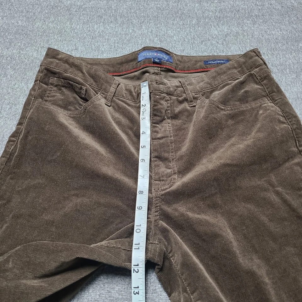 Tommy Hilfiger Pantalones Mujer 14 Marrón Tribeca Ajustados Pana Elastizados Informales Foto 3 de 4
