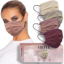 VIRTUE CODE Support Face Masks - Soft 3 Ply 50 Count (Pack of 1), Earth Tones 