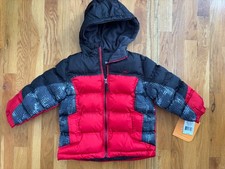 New with tags Pacific Trail Puffer Winter Coat Boys Size Small 4 Black/Red Hood