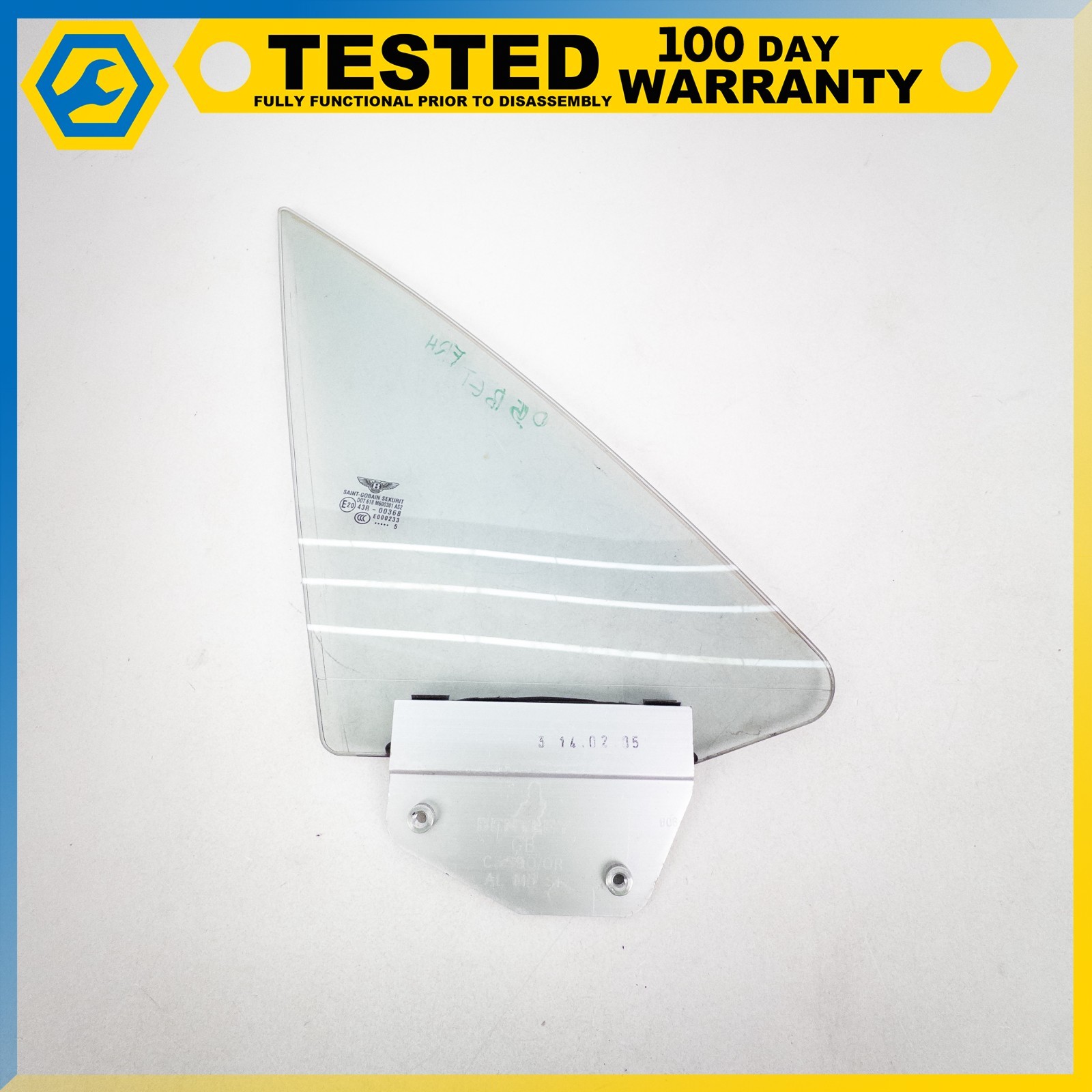 03-10 BENTLEY CONTINENTAL GT FRONT RIGHT PASSENGER DOOR VENT WINDOW GLASS OEM