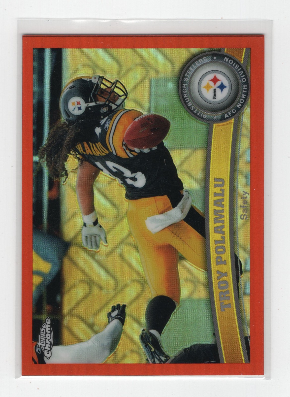 2011 Topps Chrome Orange Refractor Troy Polamalu #180