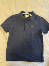 Lacoste Boys Blue Short Sleeve Polo Shirt Crocodile Logo Size 8