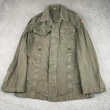 Vintage German Moleskin Army Field Jacket Mens Medium Green Military