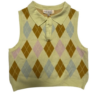 Sweet Republic Argyle Crop Sweater Vest Size Medium