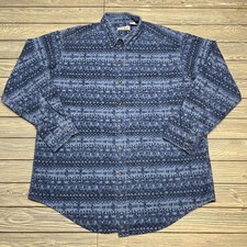 Vintage LL Beans Chamois Cloth Button Up Shirt Men Sz XL Blue Made in USA
