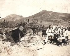 RPPC WWI German Soldiers Trench Drinking Wine Real Photo Postcard