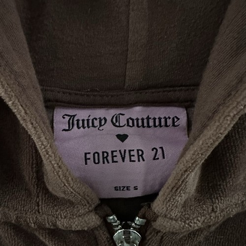 Juicy Couture x Forever 21 Womens Hoodie Brown Size Small Velour Cotton Blend - Picture 14 of 15