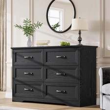 6 Drawer Dresser for Bedroom Wood Dresser Modern Chest of Drawer Storage Cabinet
