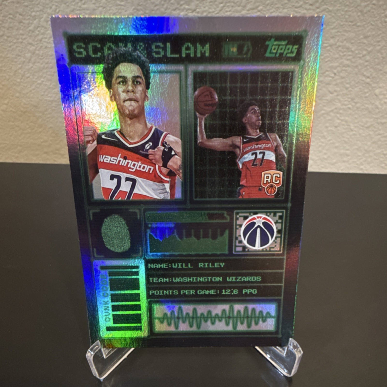 2025 Topps Will Riley SS-46 Wizards NBA Scan Slam Rookie Insert