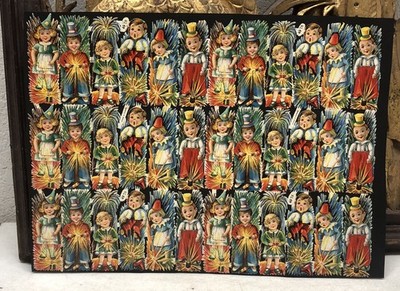 Kids Posing + Die Cut Scraps Glued on Paper Double Sided 2X Full Sheets L17