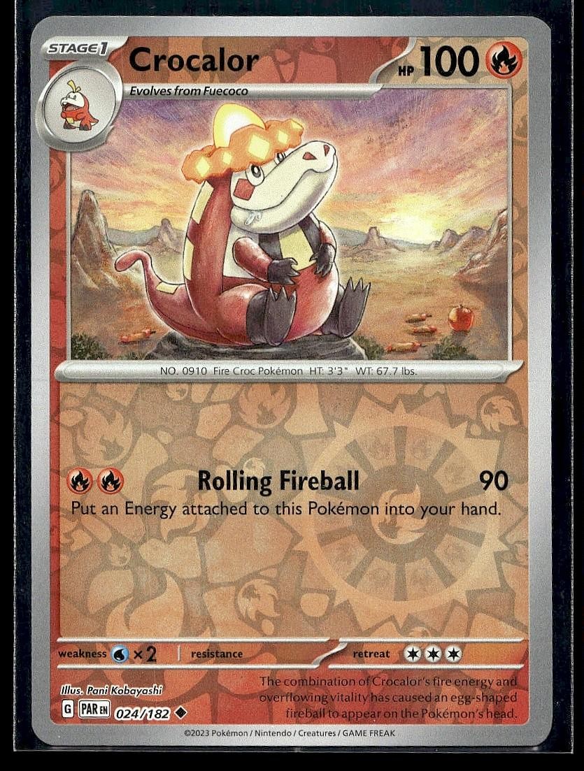 Crocalor 024/182 Uncommon Paradox Rift Pokemon Reverse Holo Lightly Played