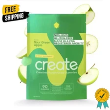 Create Creatine Monohydrate Gummies for Men & Women, Strength, Sour green  90 CT