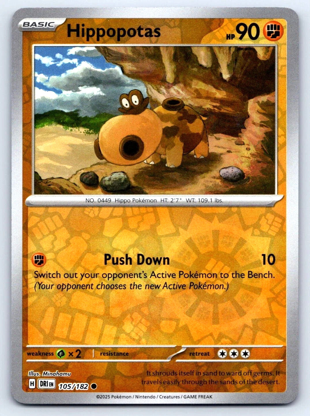 Hippopotas Reverse Holo Pokemon Destined Rivals TCG Card 105/182
