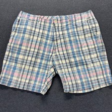 Polo Ralph Lauren Shorts Mens 40 Madras Plaid Cotton 9in Inseam Pastel Blue Pink