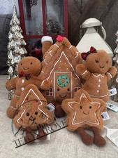 Authentic    NWT Jellycat GINGERBREAD LOT: House Star, Tree Gngerbread man  Girl