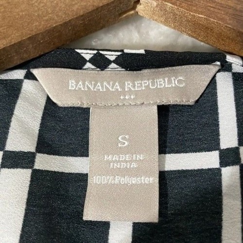 Blusa Banana Republic stampa geometrica nera bianca manica 3/4 taglia small - Foto 7 di 8