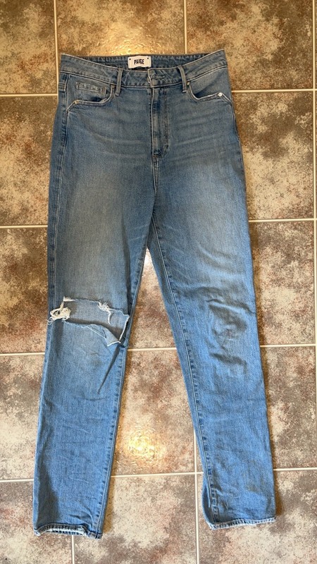PAIGE Stella Women’s Blue Straight Leg Jeans Size 28 Mid Rise Denim